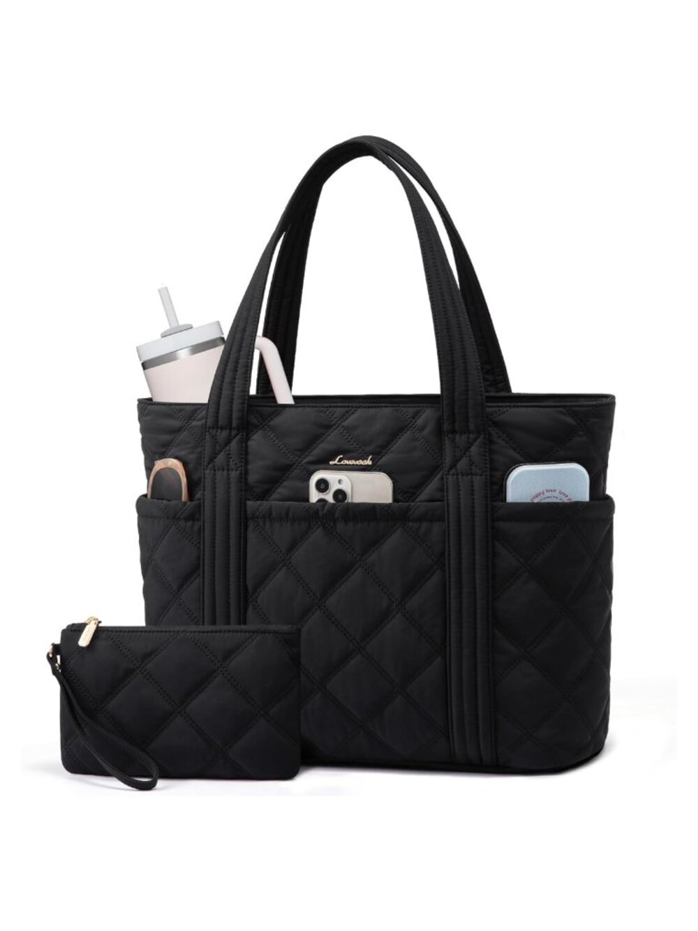 Puffer Tote Bag Lightweight Nylon 15.6 Laptop Work Travel Gym Teacher Nurse